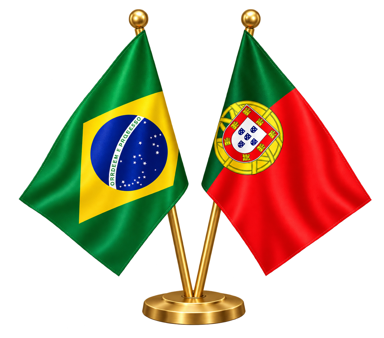 Bandeiras do Brasil e de Portugal